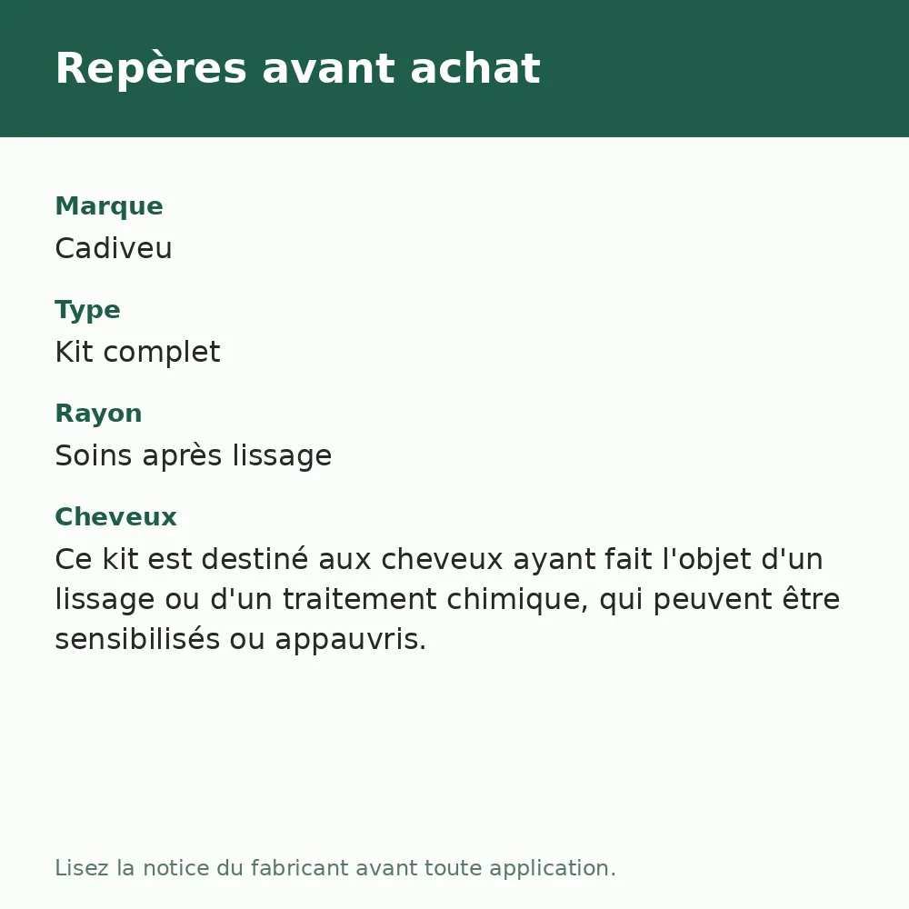 Kit Cadiveu Shot Protein, repères avant achat (visuel composé)