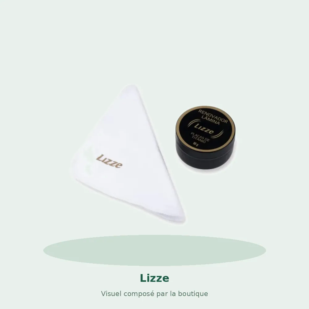 kit cire & chiffon microfibre pour lisseur lizze, visuel composé par la boutique