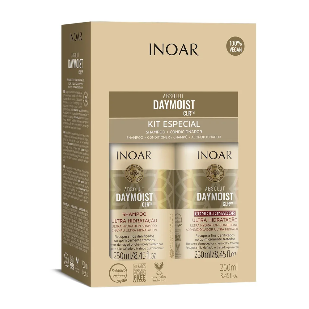 Kit duo Inoar Daymoist shampooing et après-shampooing, packshot Inoar
