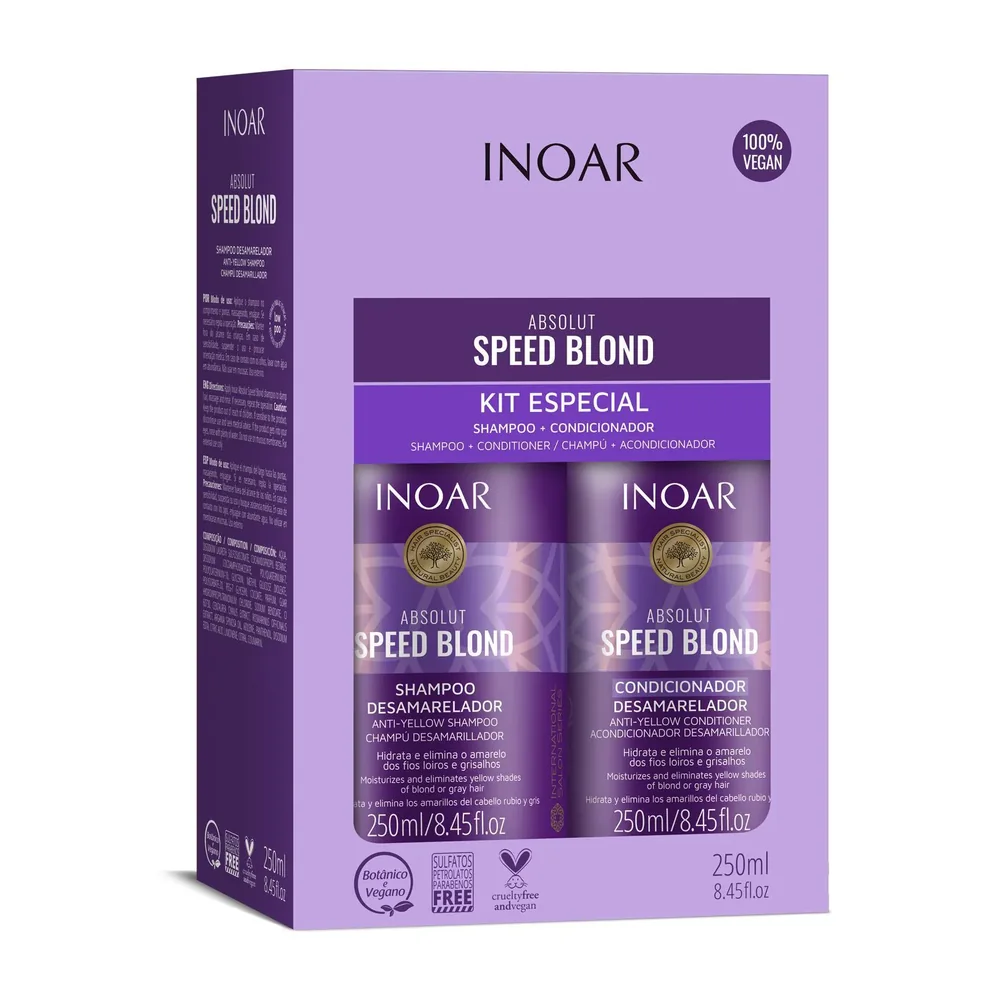 Kit duo Inoar Speed Blond shampooing et après-shampooing, packshot Inoar