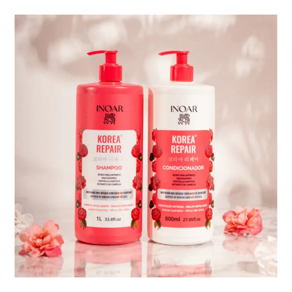 Kit Inoar Korea Repair shampooing 1 L et après-shampooing 800 ml, packshot Inoar