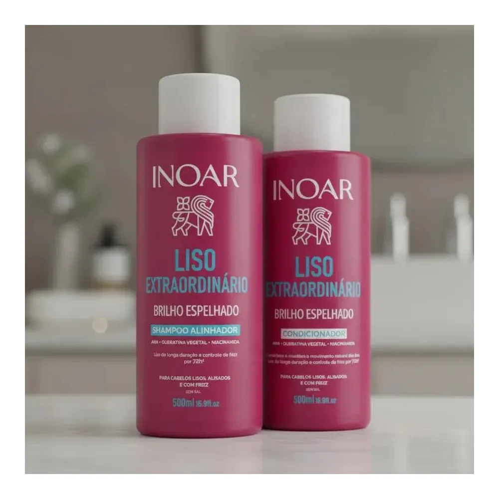 Kit Inoar Liso Extraordinário shampooing et après-shampooing, packshot Inoar