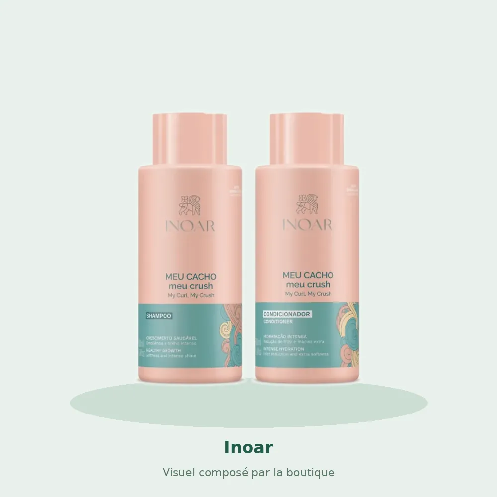 Kit Inoar Meu Cacho Meu Crush shampooing et après-shampooing, visuel composé par la boutique