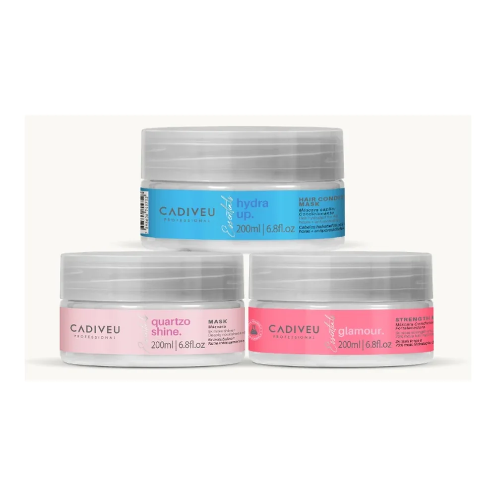 Kit masques Cadiveu Hydra Up, Glamour et Quartzo Shine 3x200 ml, packshot Cadiveu