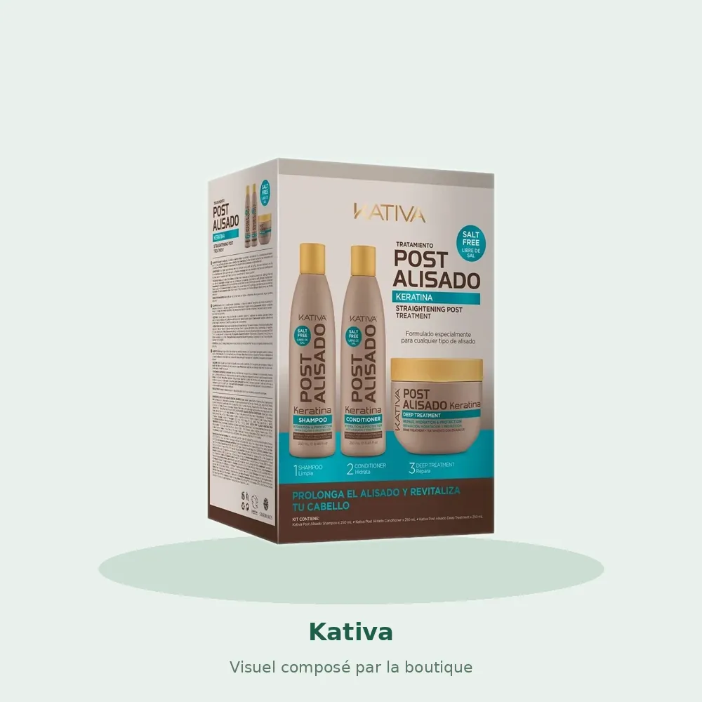 Kit sans sulfate Kativa Post Alisado, visuel composé par la boutique