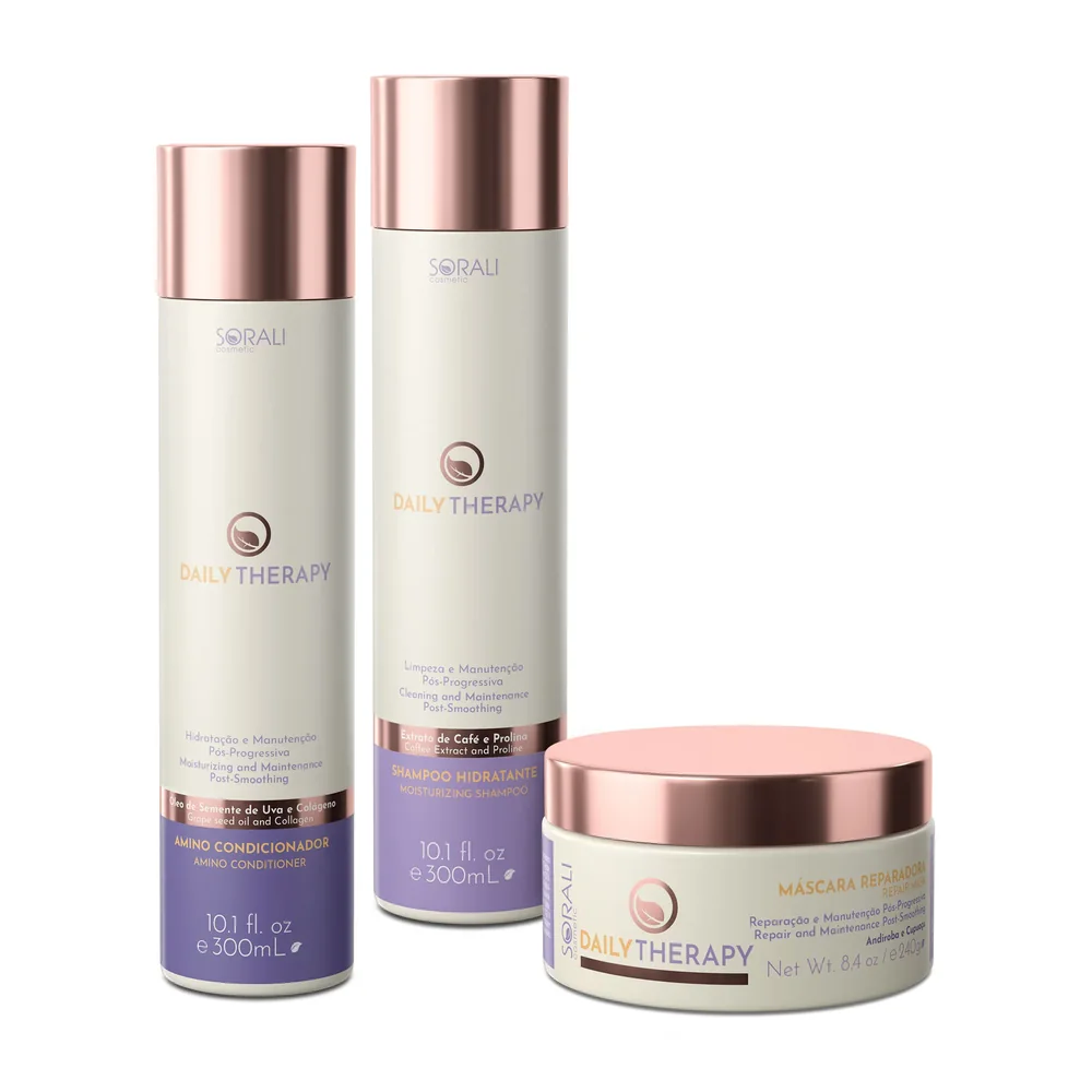 Kit Daily Therapy shampooing, après-shampooing et masque Sorali, packshot Sorali