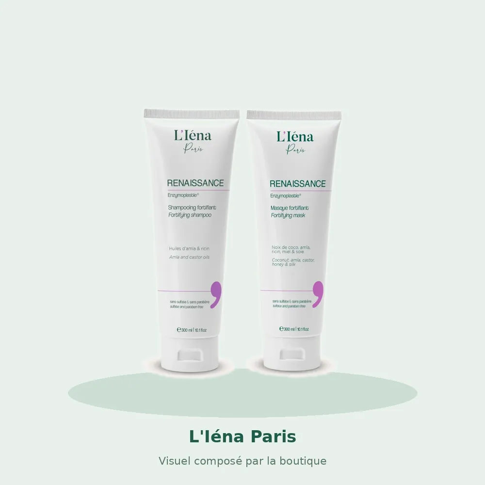 L'Iéna Paris Kit d'entretien lissage sans sulfate Renaissance Tanin 2 x 300 ml, visuel composé par la boutique