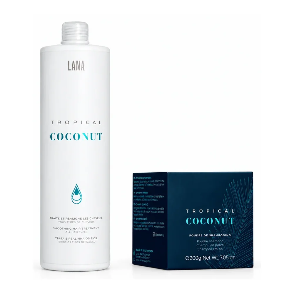 Lana Brasiles Kit Lissage Brésilien Tropical Coconut + Shampooing en Poudre, packshot Lana