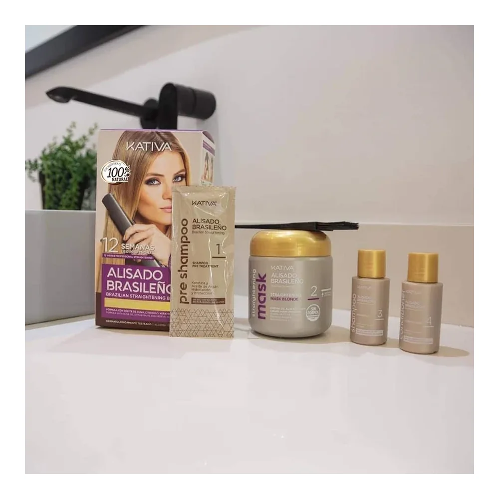 Lissage Brésilien Kativa cheveux blond, vue 2 Kativa