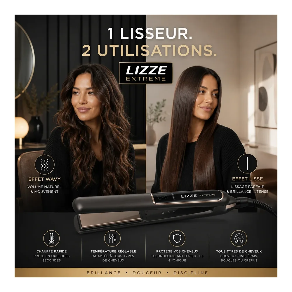 lisseur lizze extrême original plaques titane professionnel, vue 2 Lizze