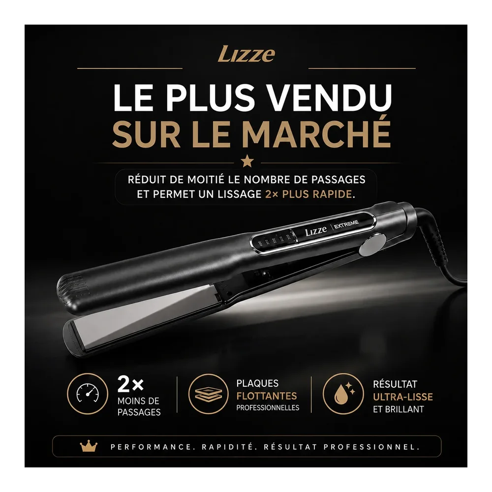 lisseur lizze extrême original plaques titane professionnel, vue 3 Lizze