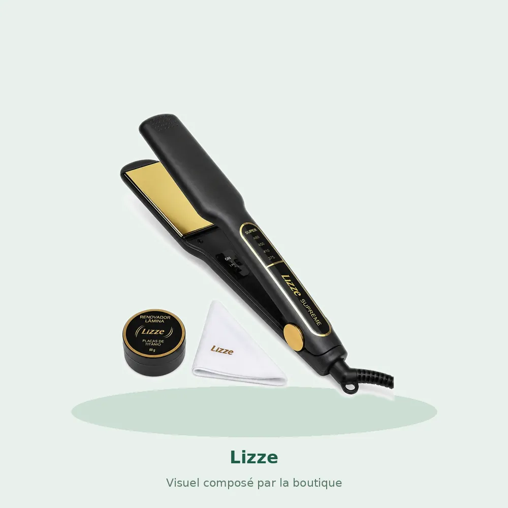 Lisseur professionnel plaques larges Lizze Suprême, visuel composé par la boutique