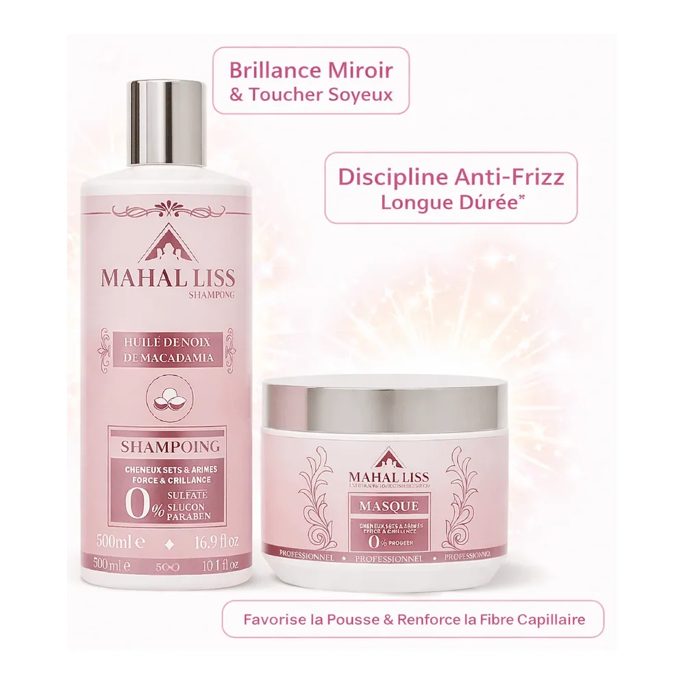 Mahal Liss shampoing et masque huile de monoï et macadamia sans sulfate, vue 2 Mahal Liss