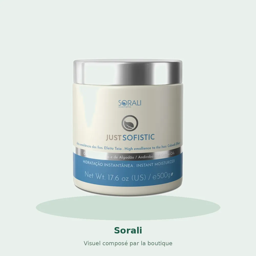Masque hydratation instantanée Just Sofistic Sorali, visuel composé par la boutique