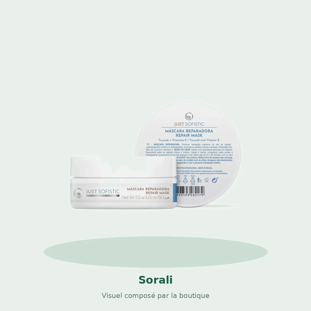 Masque réparateur Just Sofistic Sorali, visuel composé par la boutique