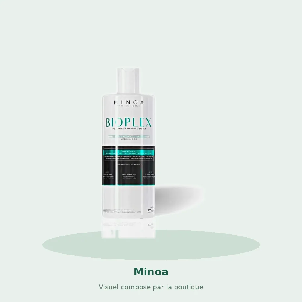 Minoa Bioplex soin plex anti-élasticité 500 ml, visuel composé par la boutique