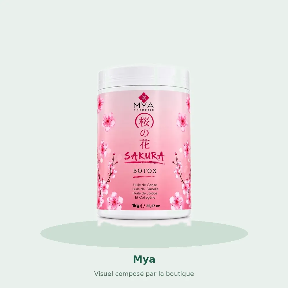Mya BTX Japonais Sakura botox capillaire, visuel composé par la boutique