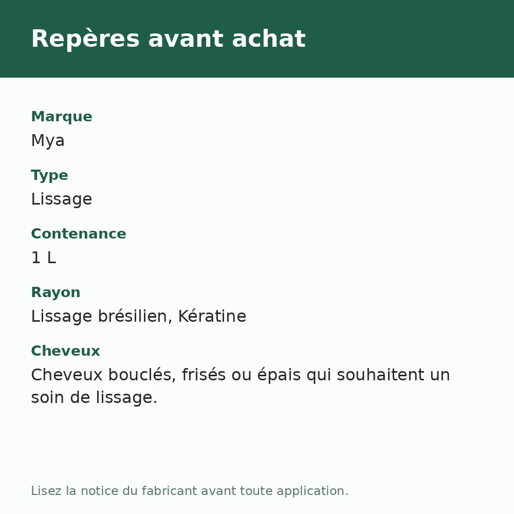 Mya Lissage Brésilien Purple Protein, repères avant achat (visuel composé)