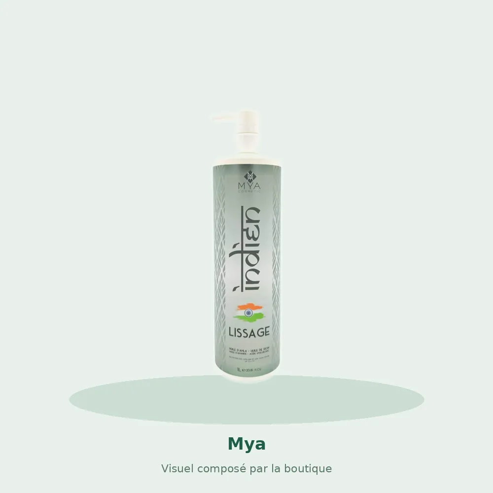 Mya Lissage Indien Huiles d'Amla, Macadamia & Argan, visuel composé par la boutique