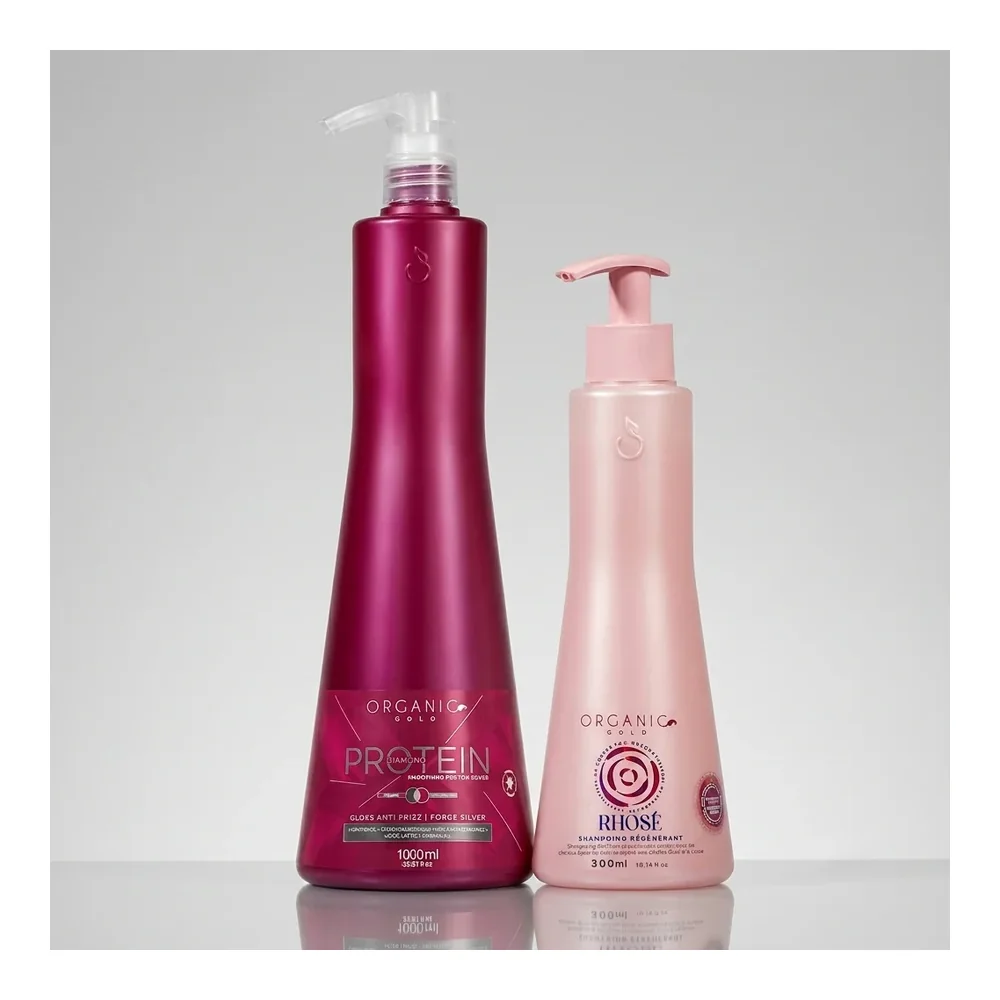 Organic Gold Kit Lissage Diamond & Soin Rhose Tanin Protein Silver + Shampoing Régénérant, packshot Organic Gold