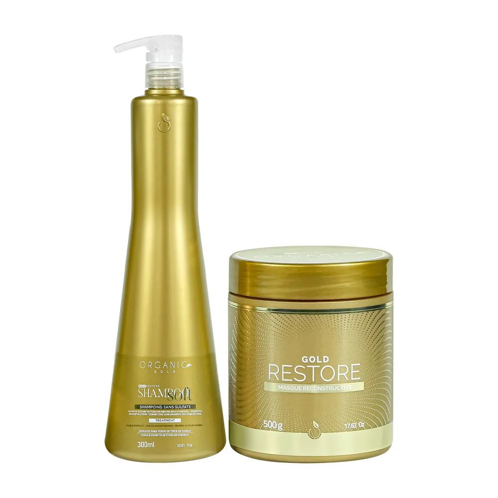 Organic Gold Kit Restore Shampooing Soft + Masque Gold Restore, packshot Organic Gold