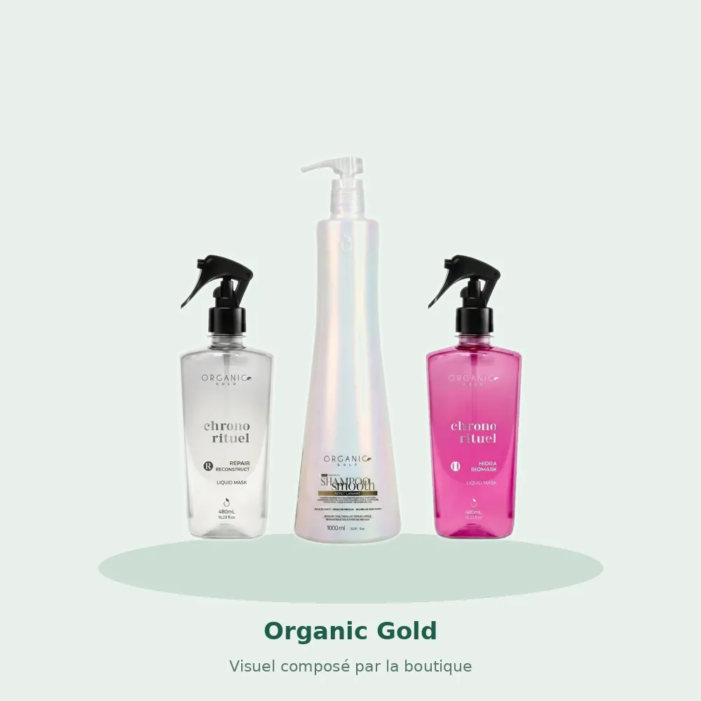 Organic Gold Kit Smooth Repair Glow, visuel composé par la boutique