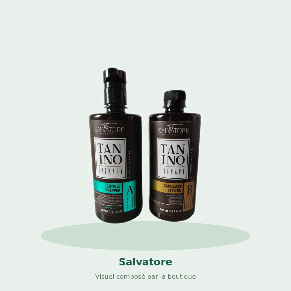 Salvatore Taninotherapy lissage au tanin 2 x 500 ml, visuel composé par la boutique