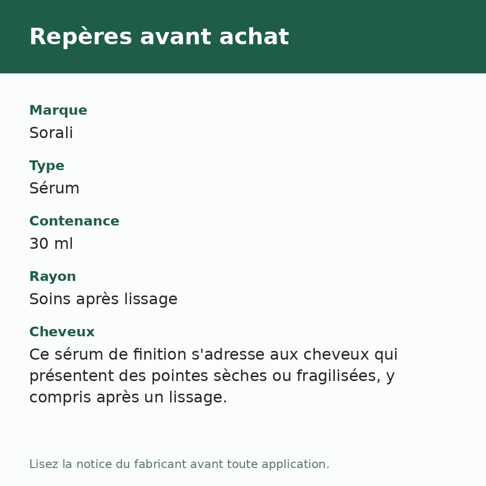 Sealplex Amino Plex réparateur de pointes Sorali, repères avant achat (visuel composé)