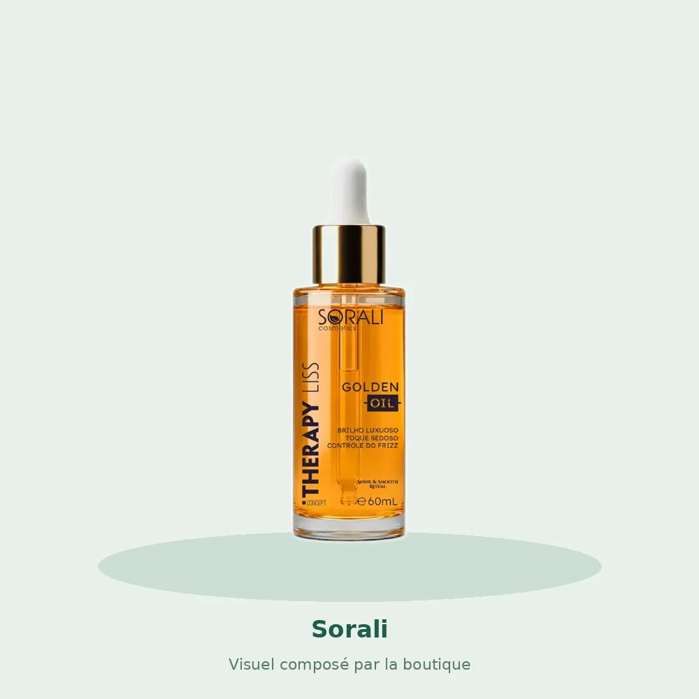 Sérum capillaire Golden Oil argan et jojoba 60 ml Sorali, visuel composé par la boutique