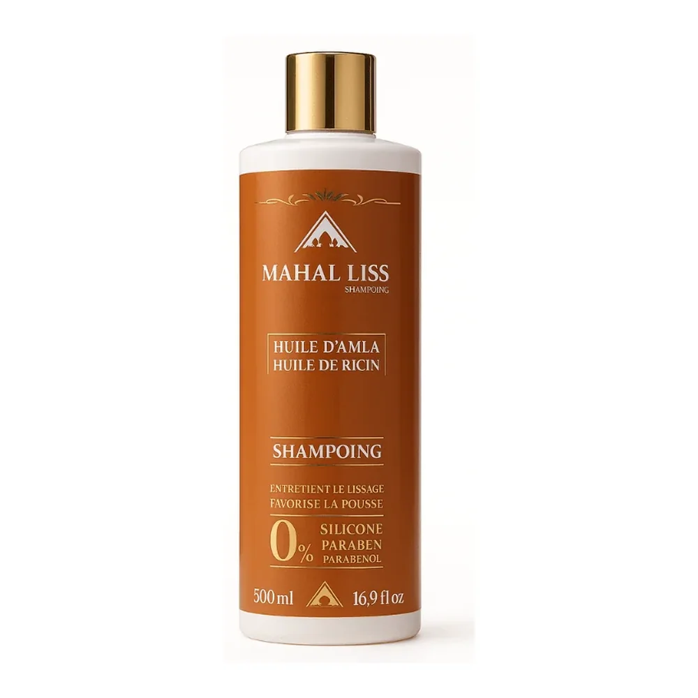 Shampoing Nano Indien Mahal Liss huile d'amla et ricin, vue 2 Mahal Liss