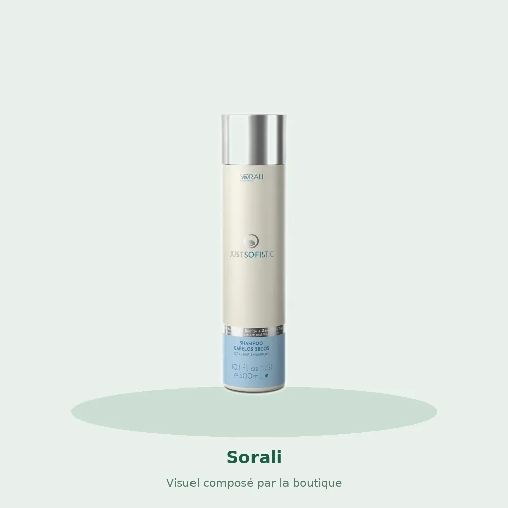 Shampoo Just Sofistic cheveux secs Sorali, visuel composé par la boutique