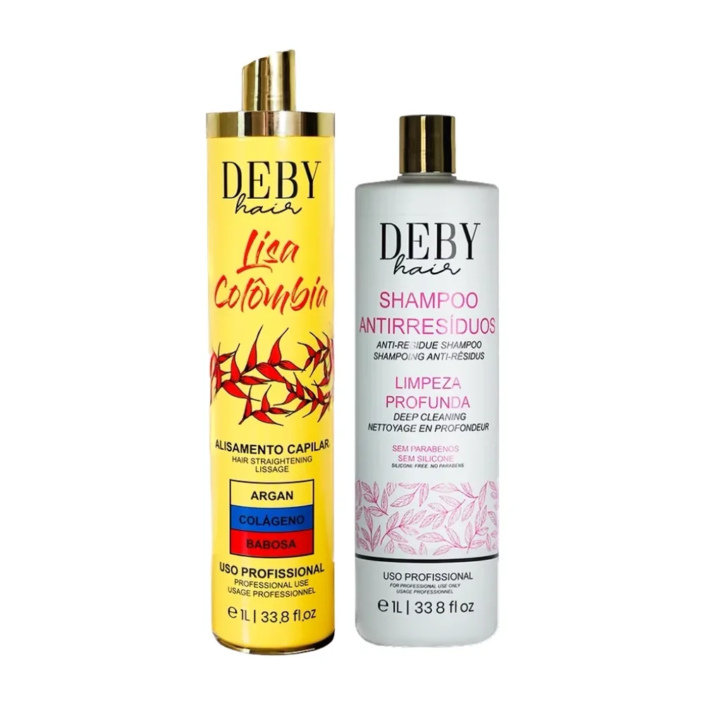 Shampooing clarifiant Deby Hair anti-résidus 1L + Lissage Colombien Deby Hair Lisa Colombia 1L, packshot Deby Hair