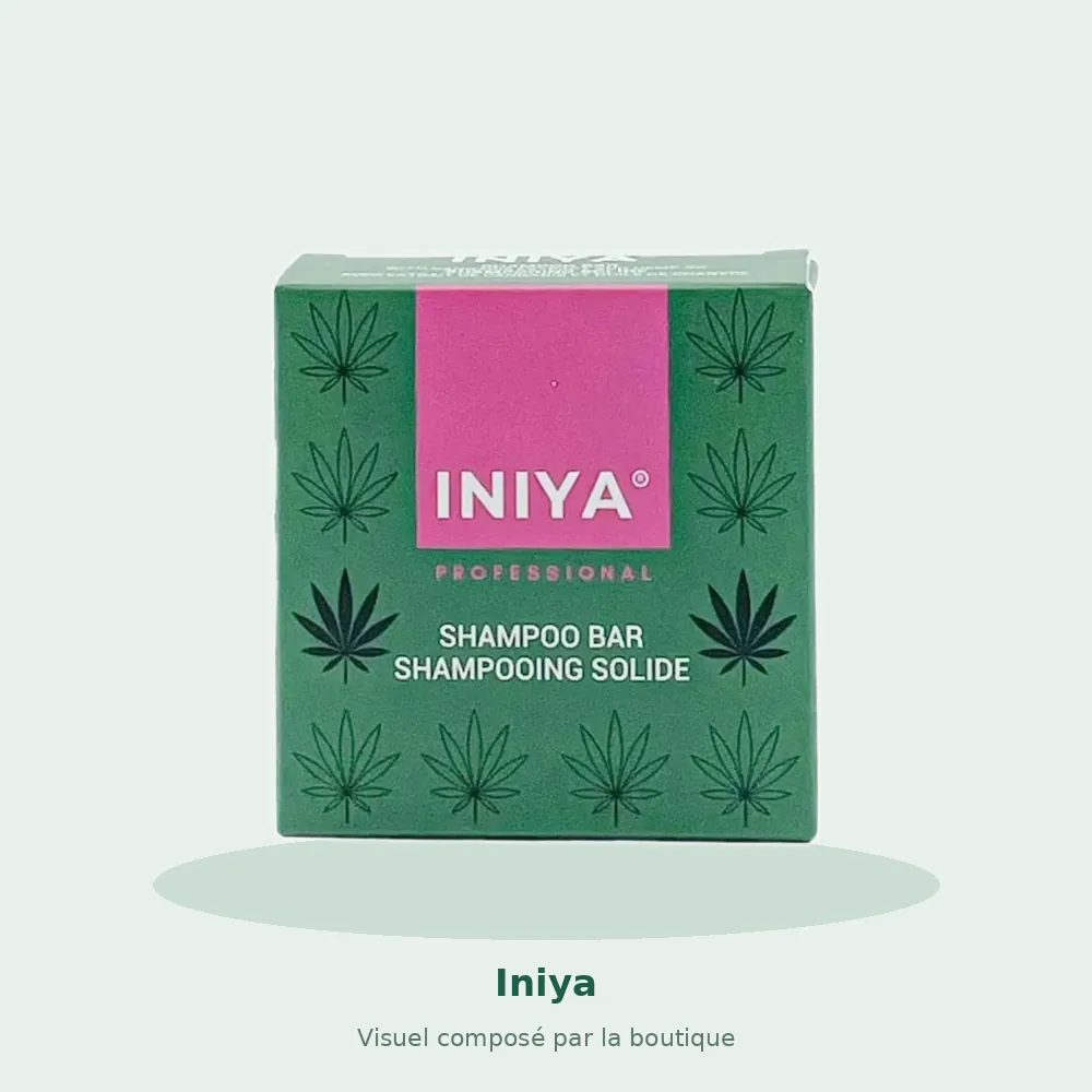 Shampooing solide CBD Cannabis Iniya Professional, visuel composé par la boutique