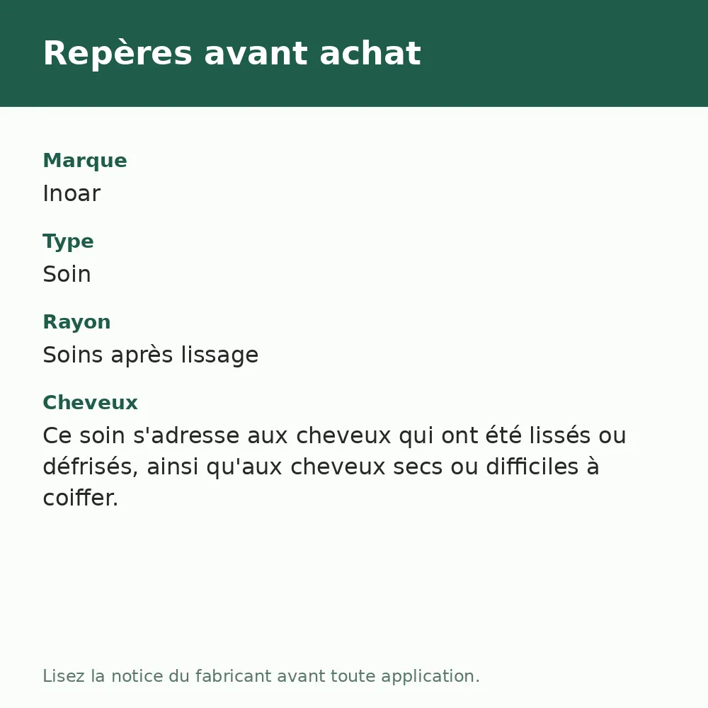 Sleep Therapy Inoar, repères avant achat (visuel composé)