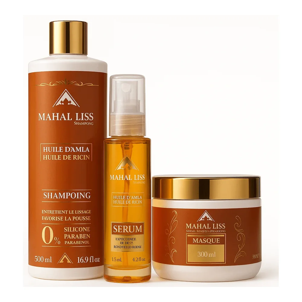 Soin entretien lissage sans sulfate Mahal Liss huile d'amla et ricin, vue 2 Mahal Liss