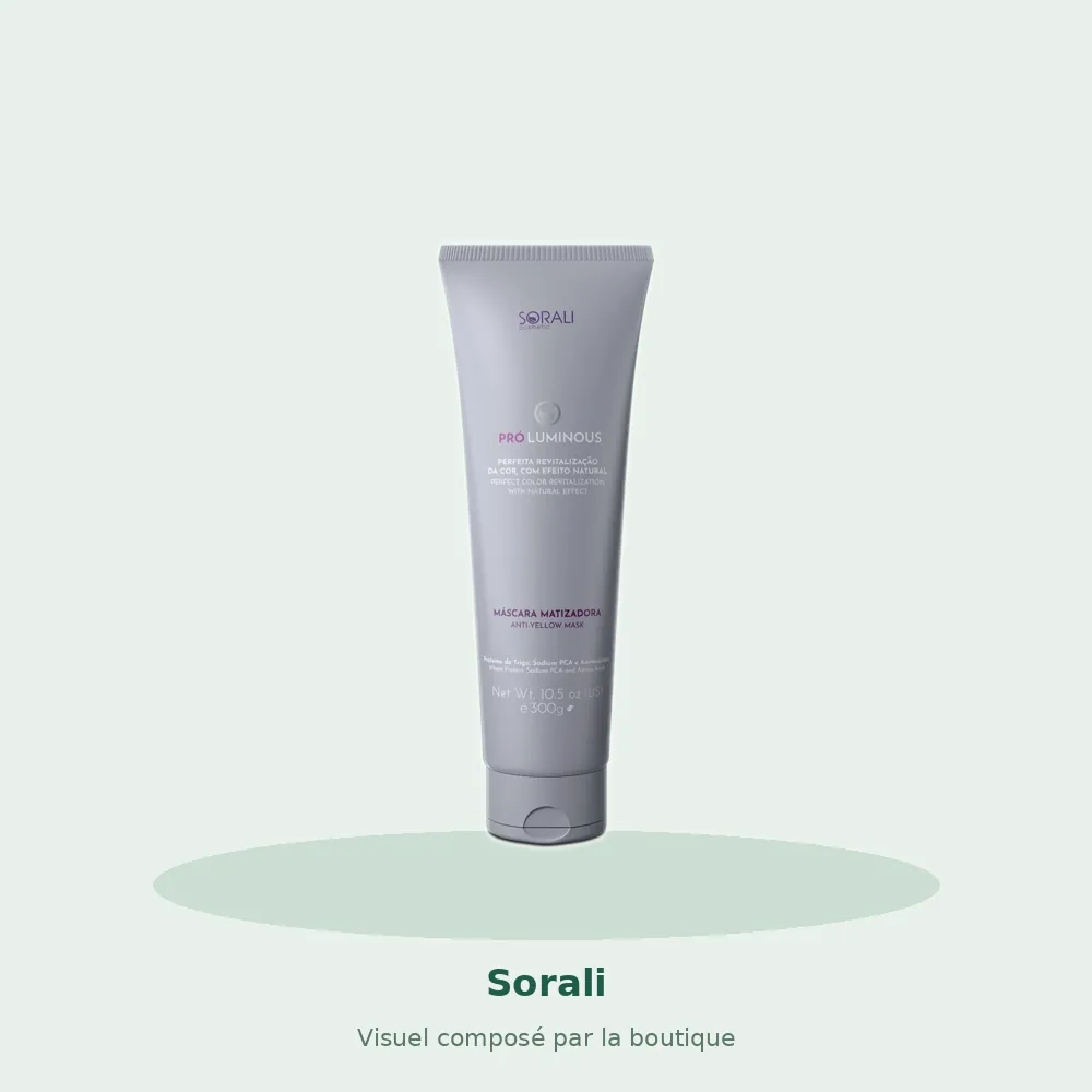 Sorali Pro Luminous masque matifiant 300 g, visuel composé par la boutique