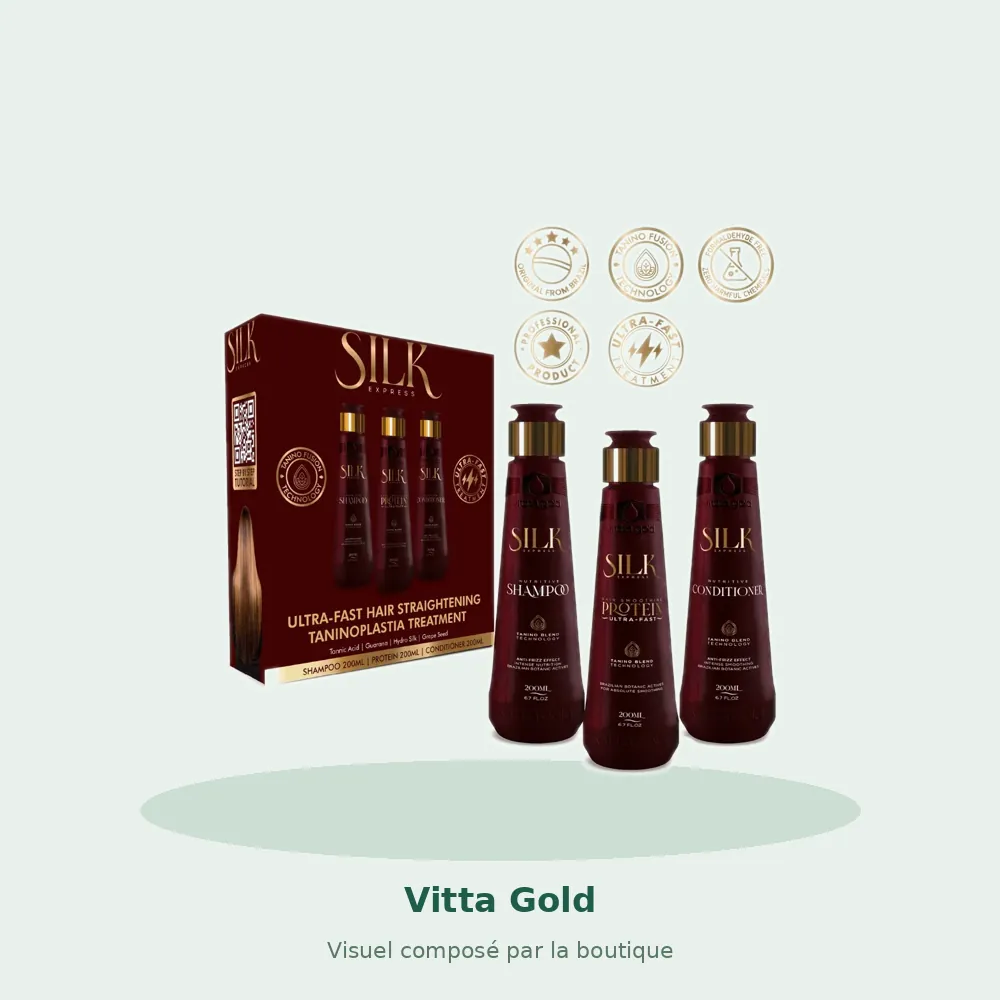 Vitta Gold Silk Express coffret lissage ultra-rapide, visuel composé par la boutique